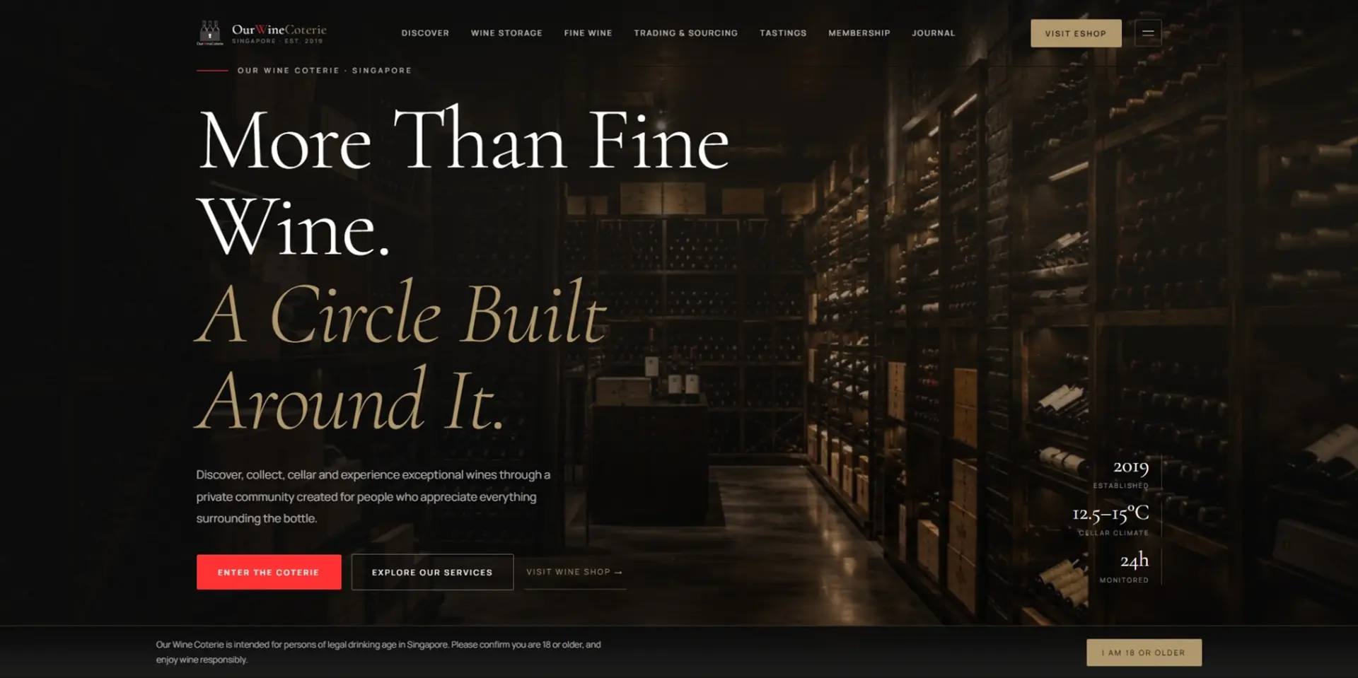 MIBC team reviewing the Our Wine Coterie website revamp with the Our Wine Coterie team, alongside the finished website on desktop and mobile