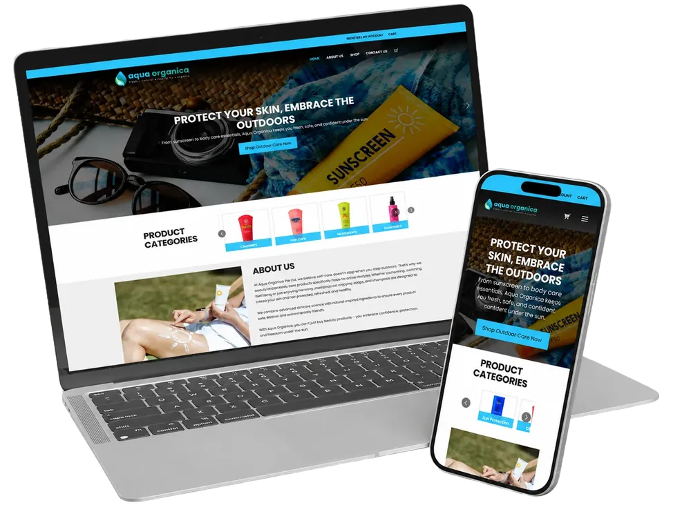 Aqua Organica store on desktop and mobile