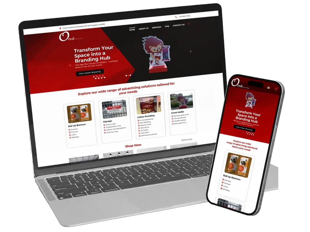 Ored Singapore store on desktop and mobile