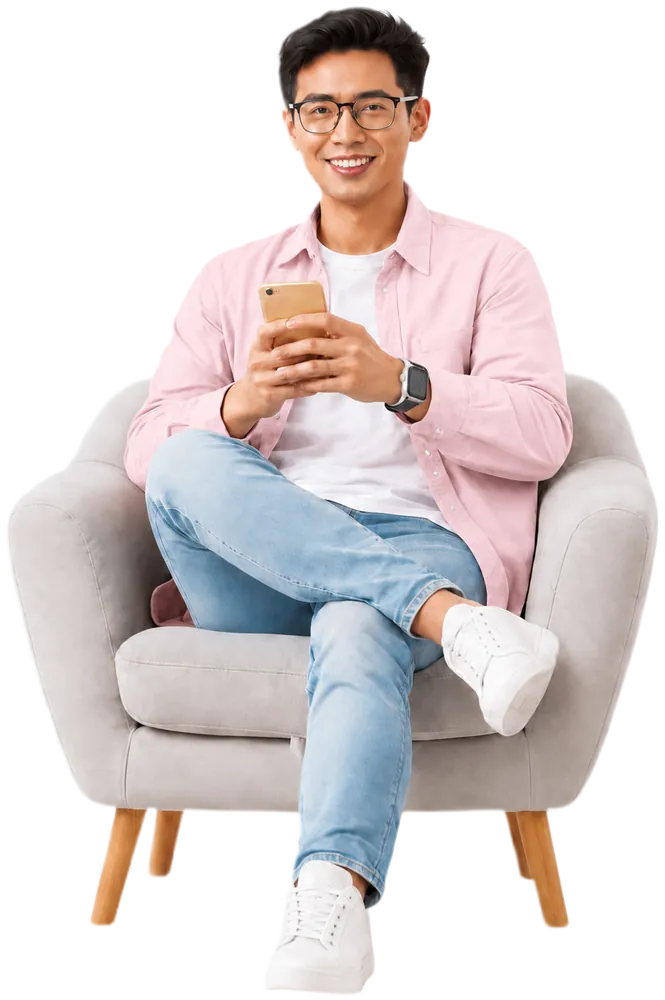 Model wearing the light pink shirt