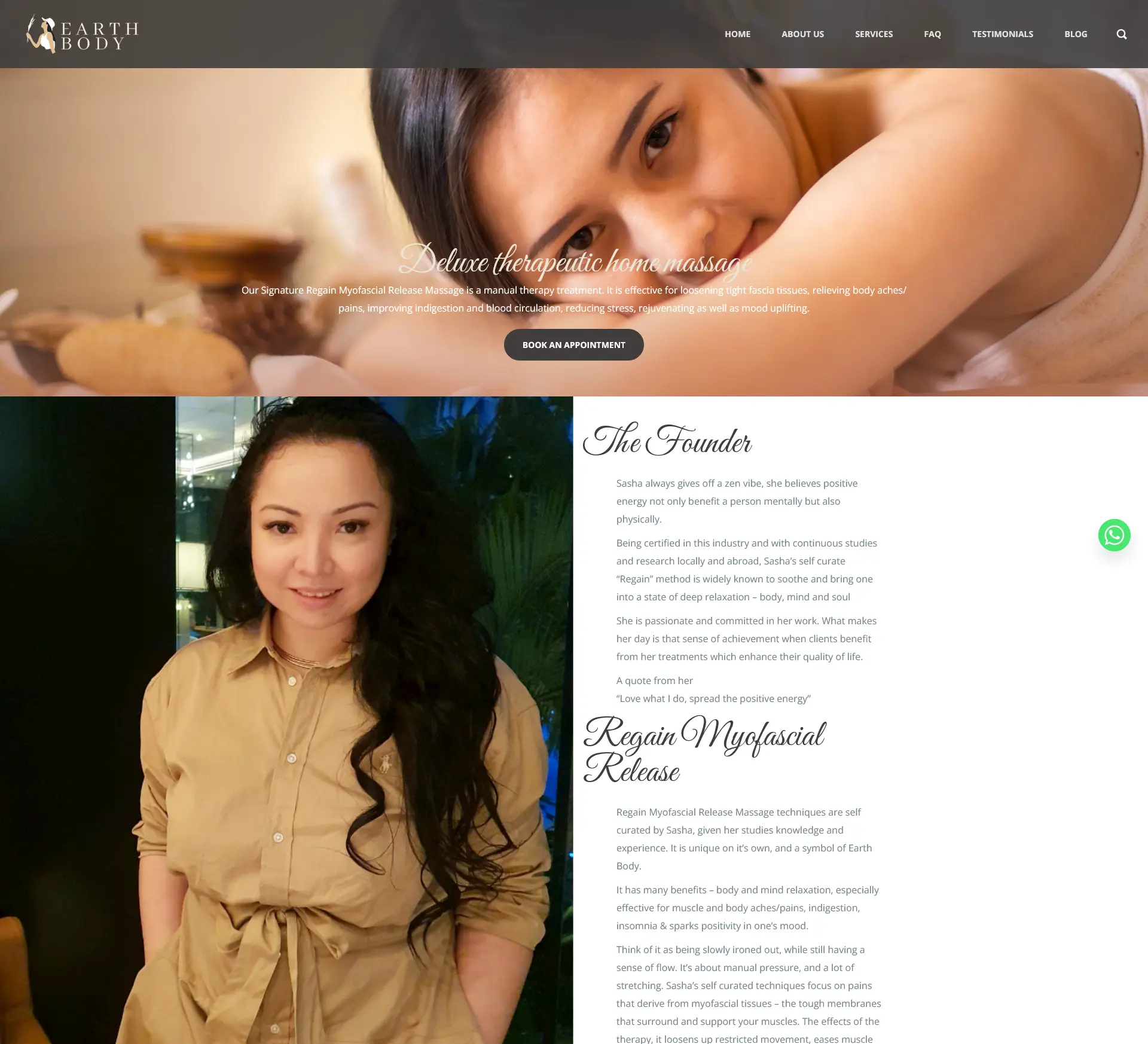 Earth Body website before the MIBC revamp